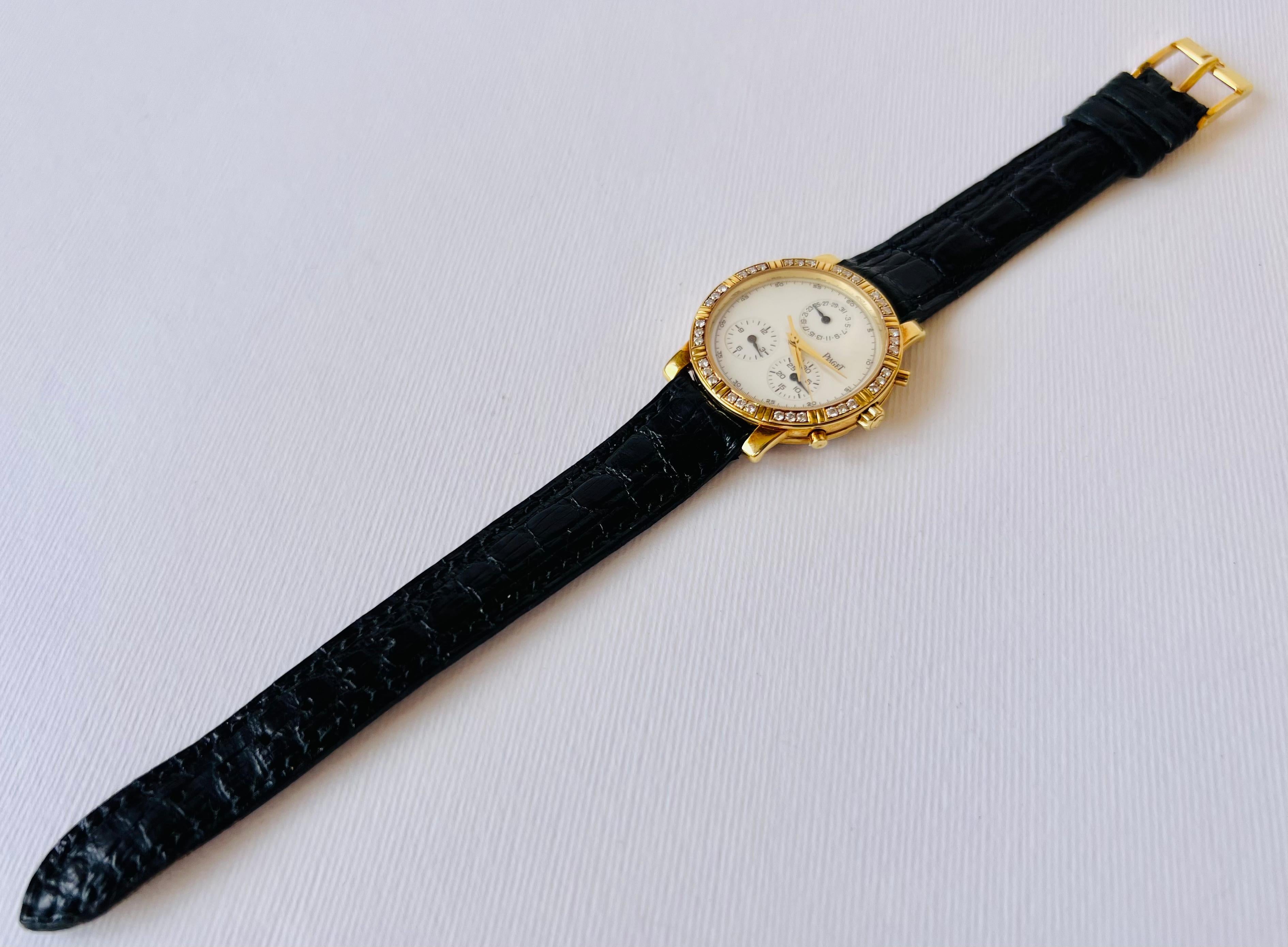 Piaget Haute Complication Montre chronographe 14013 avec cadran MOP en or 18 carats et diamants en vente 10