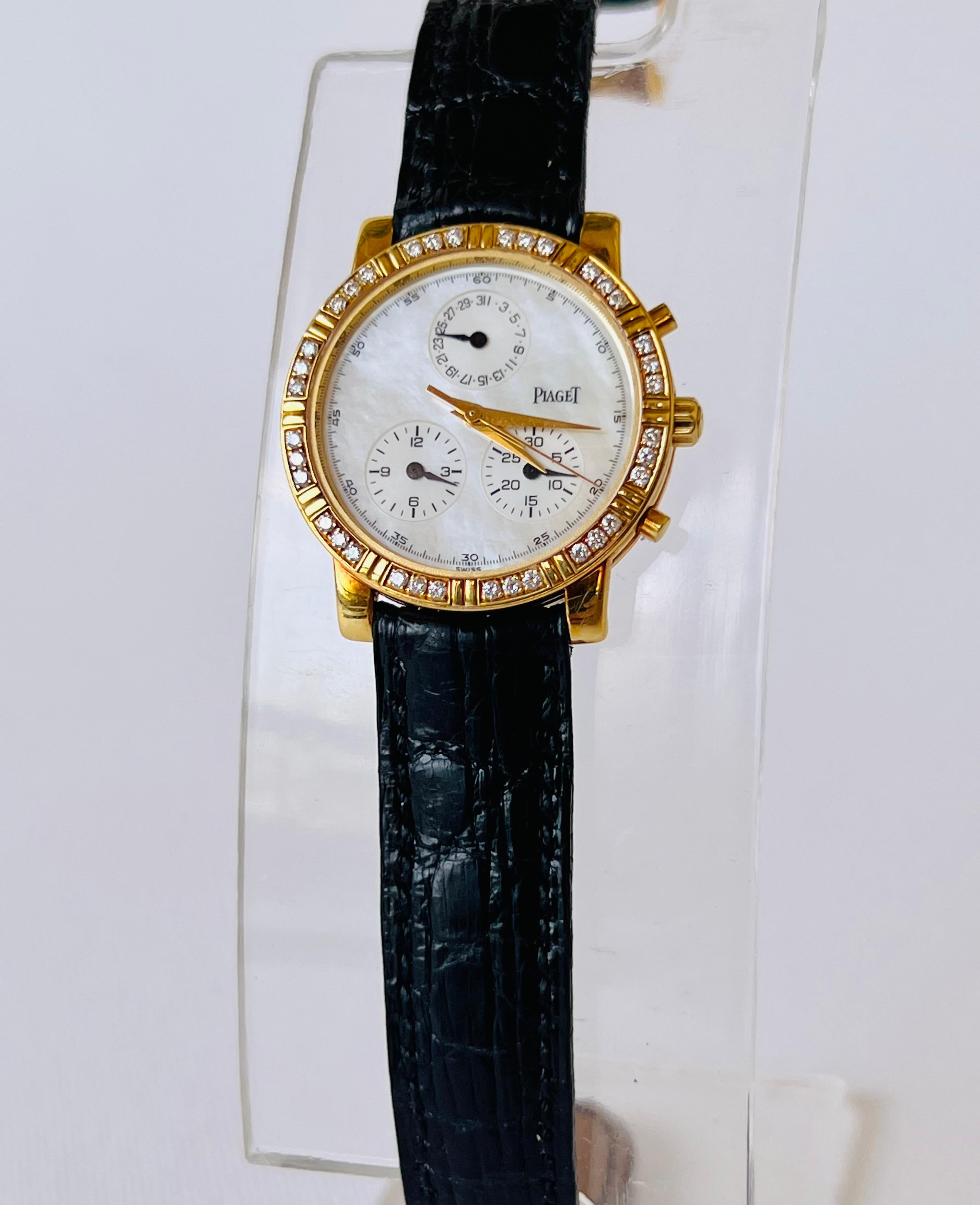 Piaget Haute Complication Chronograph 14013 MOP Dial 18k Gold Diamond Watch For Sale 9