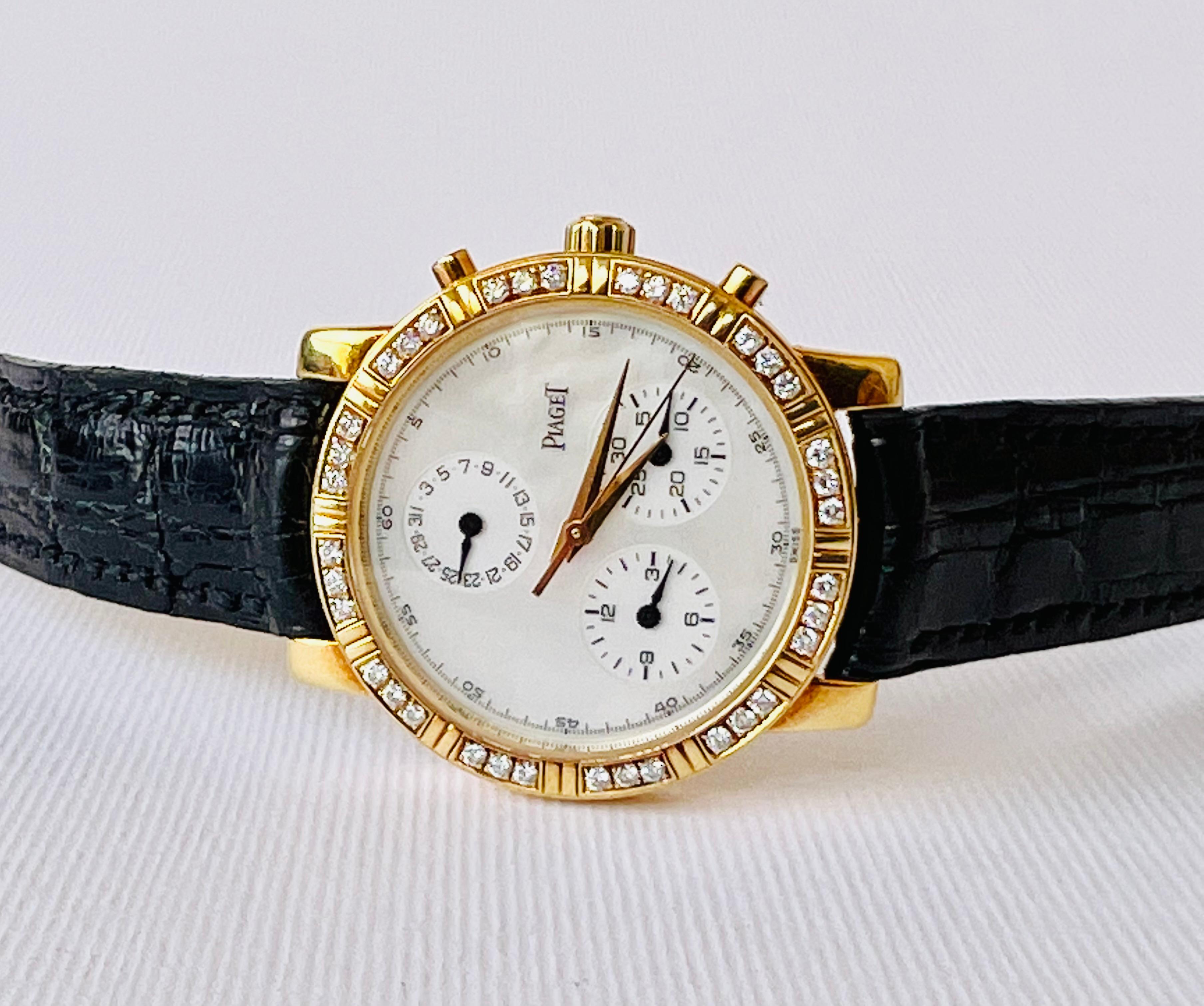 Piaget Haute Complication Chronograph 14013 MOP Dial 18k Gold Diamond Watch For Sale 11