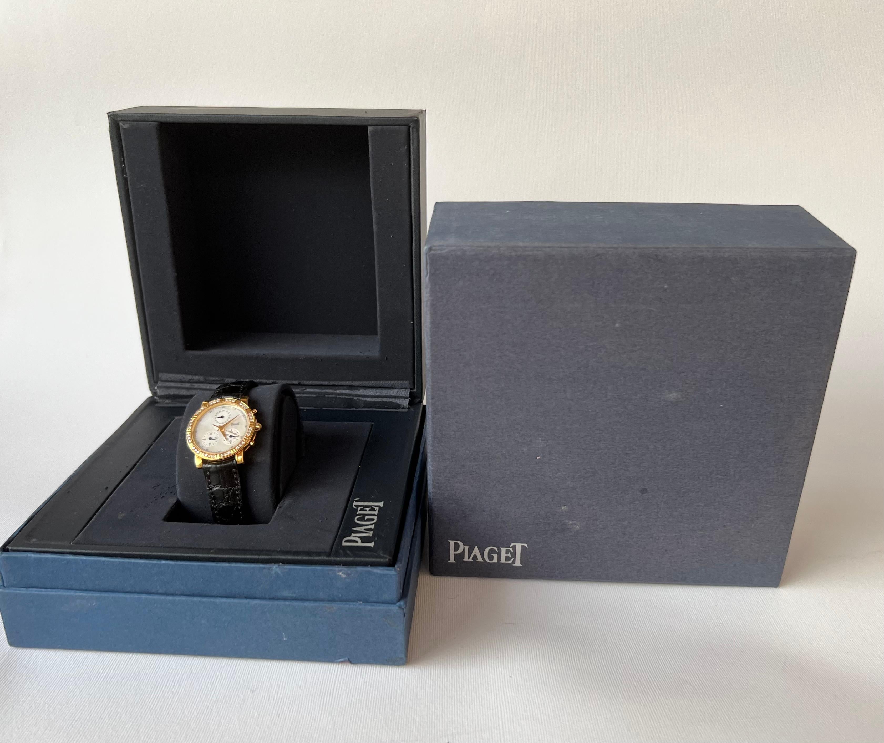 Piaget Haute Complication Chronograph 14013 MOP Dial 18k Gold Diamond Watch In Excellent Condition For Sale In Toronto, CA