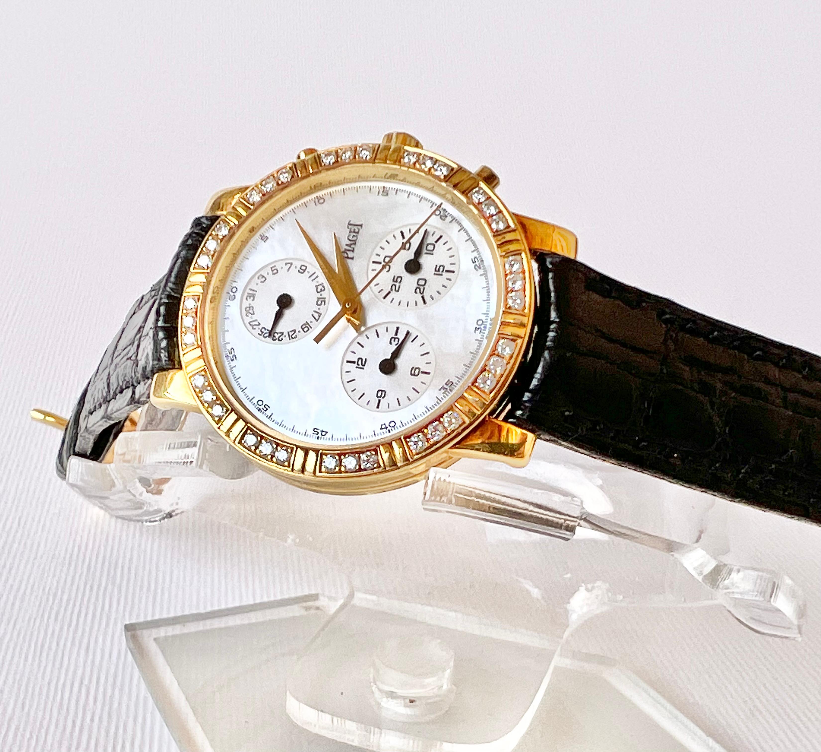 Piaget Haute Complication Chronograph 14013 MOP Dial 18k Gold Diamond Watch For Sale 2