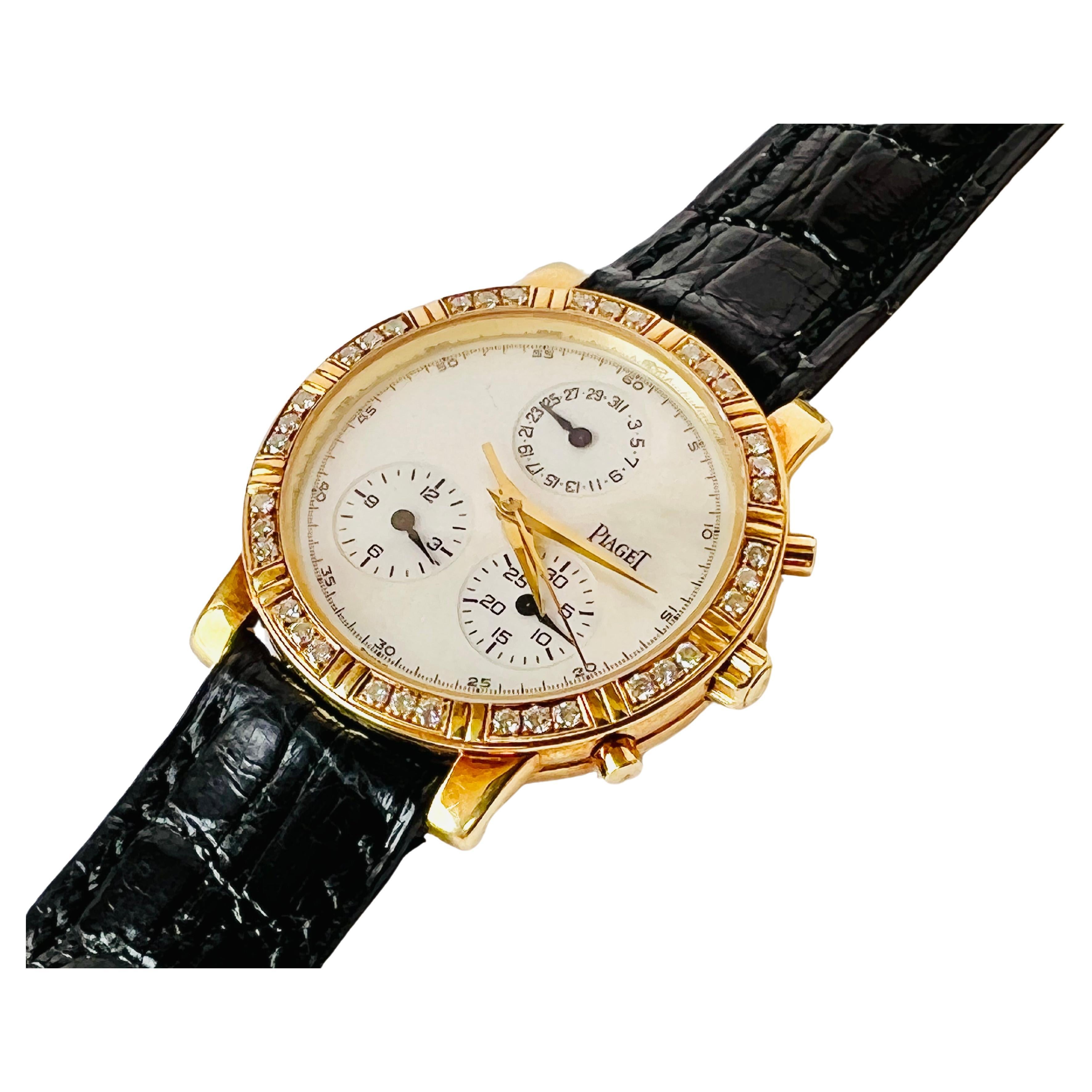 Piaget Haute Complication Chronograph 14013 MOP Dial 18k Gold Diamond Watch