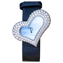 Vintage Piaget Heart Wristwatch Mother of Pearl Dial Diamond Set 18K Gold GOA29131