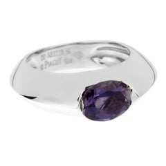 Piaget Iolite Diamante Oro Bianco 18k Anello Cocktail Sz 6 1/2