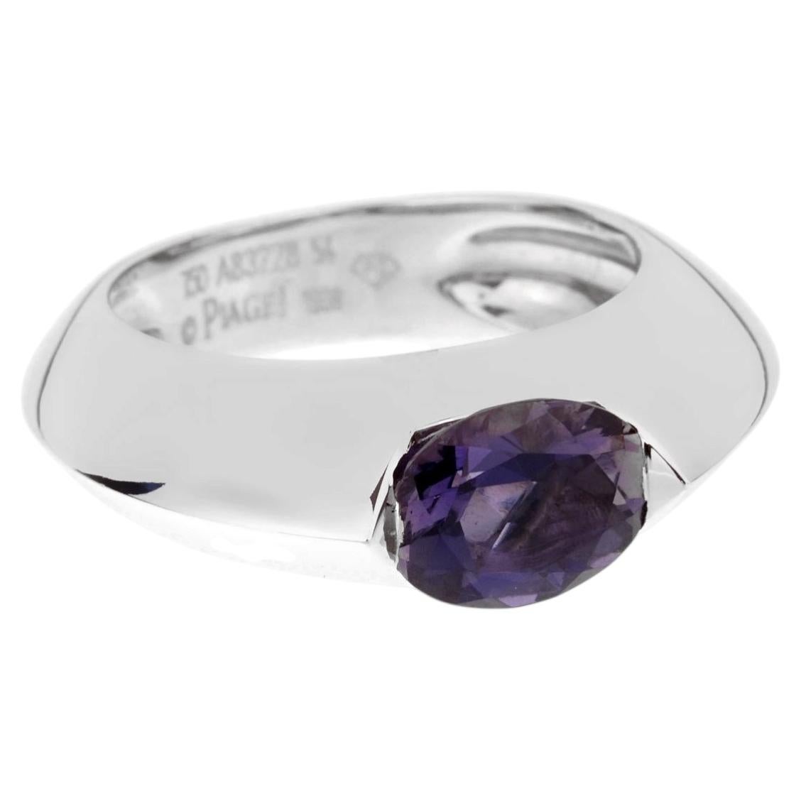 Piaget Iolite Diamond 18k White Gold Cocktail Band Ring Sz 6 1/2 For Sale