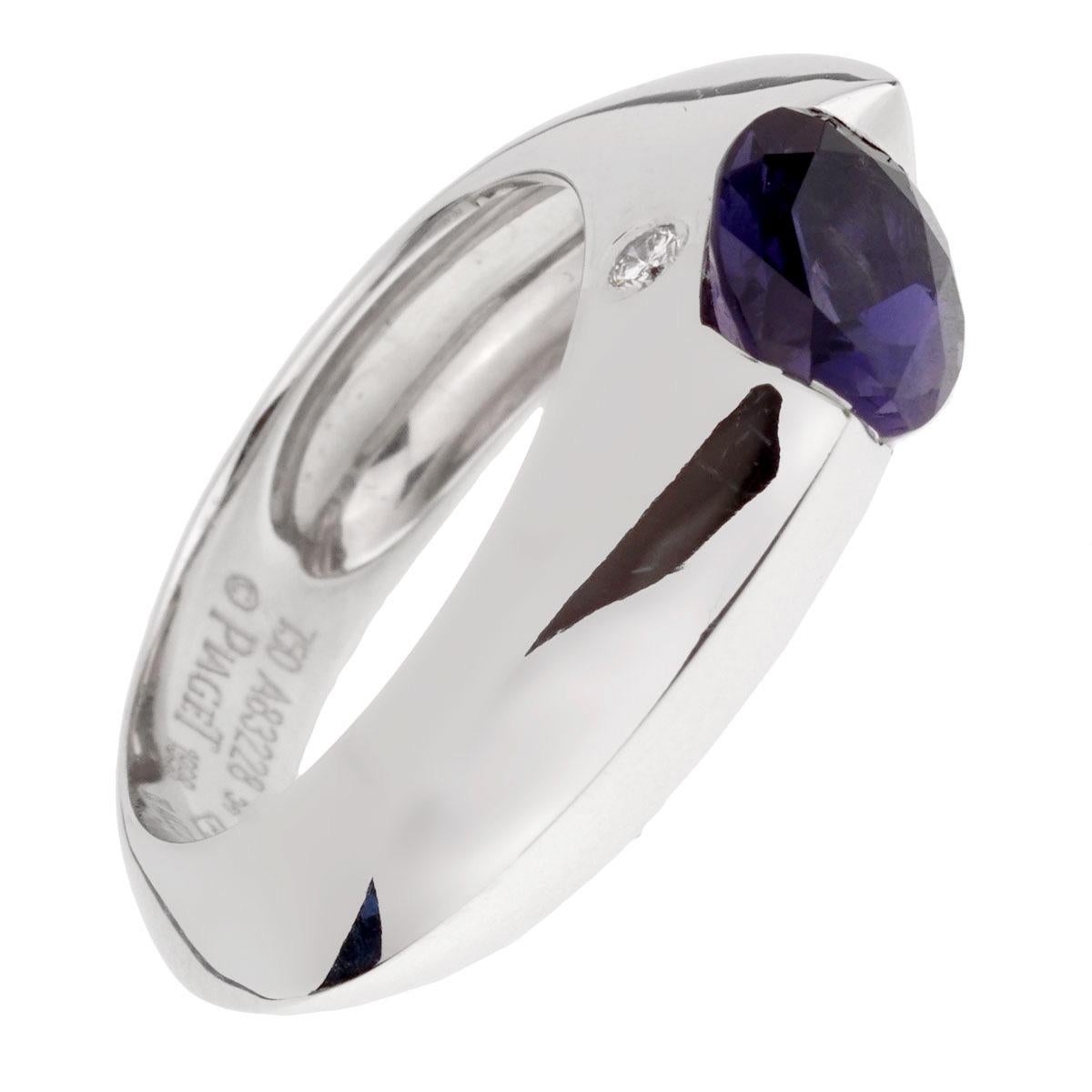 Oval Cut Piaget Iolite Diamond White Gold Ring For Sale