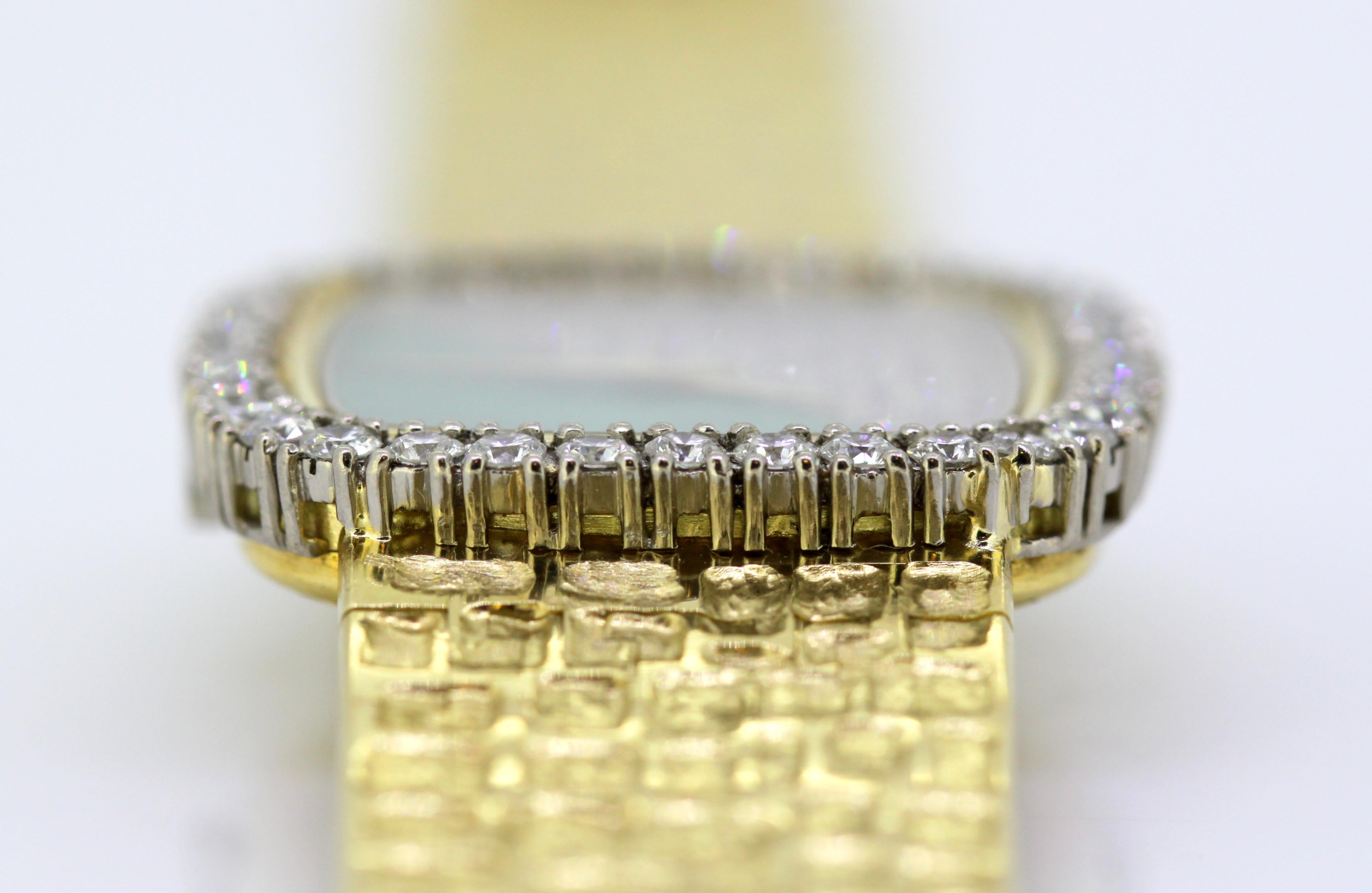 Piaget, Ladies 18 Karat Gold, Diamond and Malachite Manual Wind Bracelet Watch 7