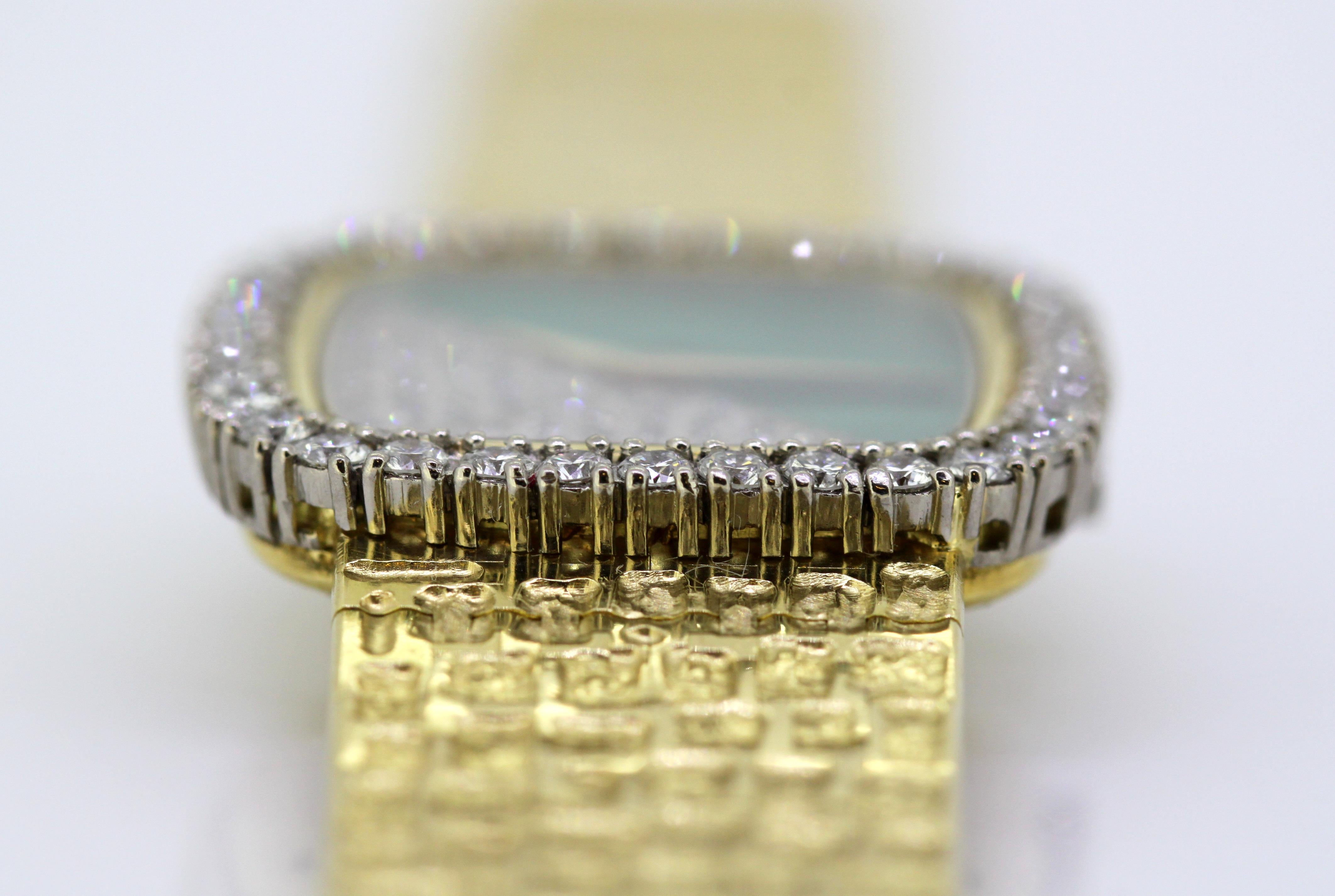 Piaget, Ladies 18 Karat Gold, Diamond and Malachite Manual Wind Bracelet Watch 8