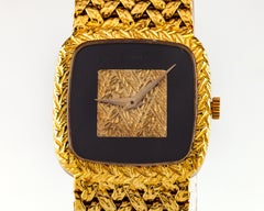 Piaget Ladies 18k Gold Wristwatch, Onyx Dial, 18 Jewel, Certificate, Ref. 9902D2