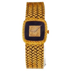 Piaget Ladies 18k Gold Wristwatch, Onyx Dial, 18 Jewel, Certificate, Ref. 9902D2