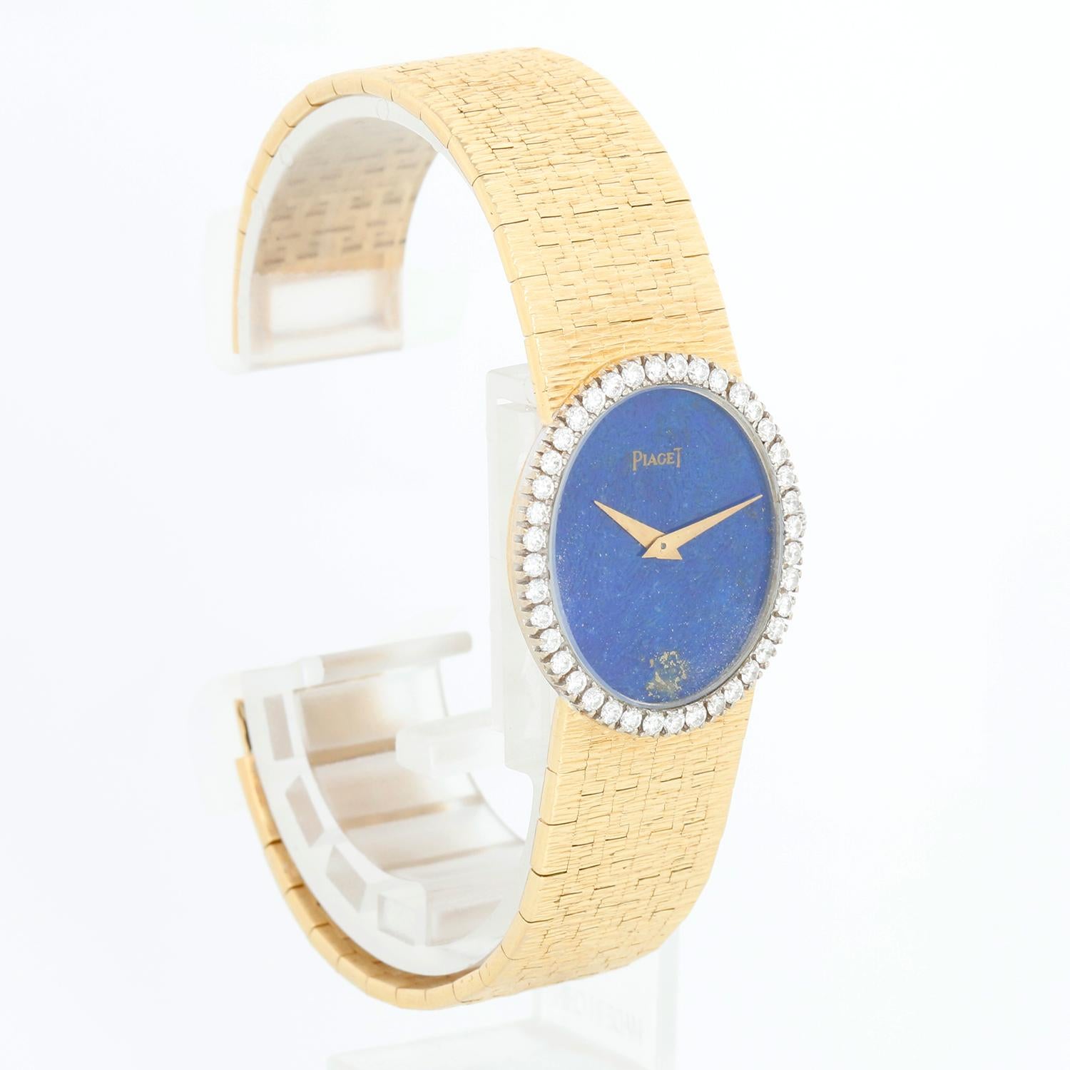 Piaget Ladies 18k Yellow Gold Dress Watch Lapis Dial In Excellent Condition In Dallas, TX
