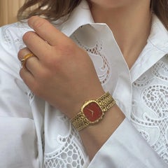 Piaget Ladies 18KT Gold Wristwatch with Red Hardstone Dial Ref. 248812