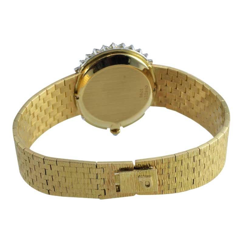 Piaget Ladies 18 Karat Yellow Gold Diamond Bracelet Watch, circa 1970s 6