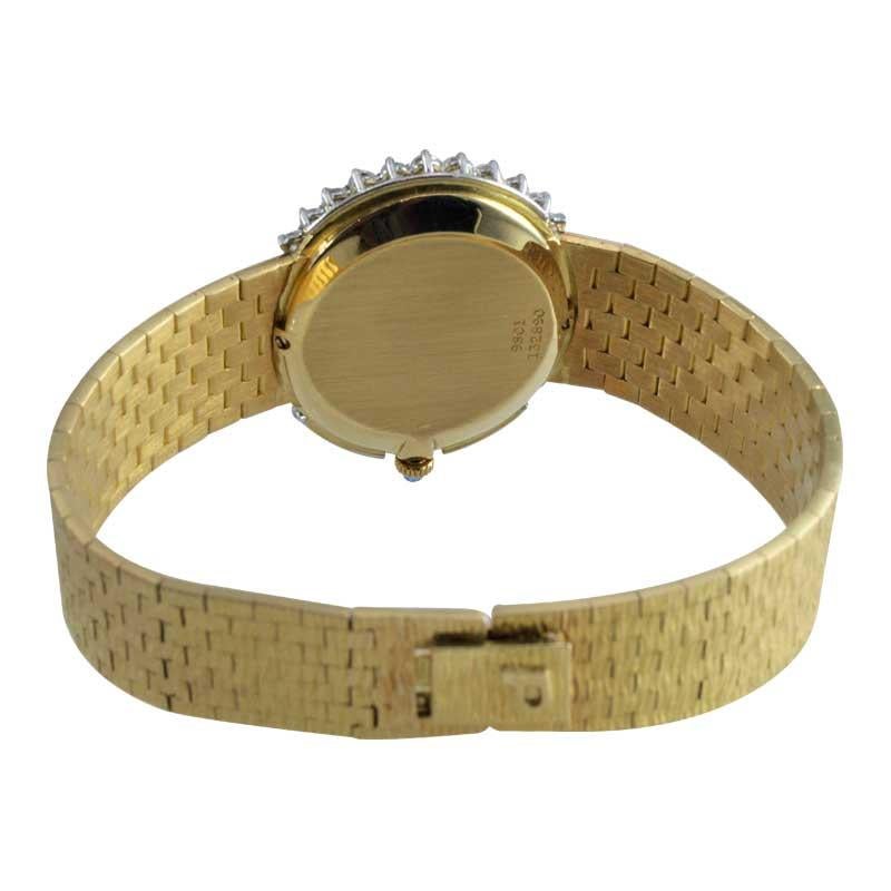 Piaget Ladies 18 Karat Yellow Gold Diamond Bracelet Watch, circa 1970s 7