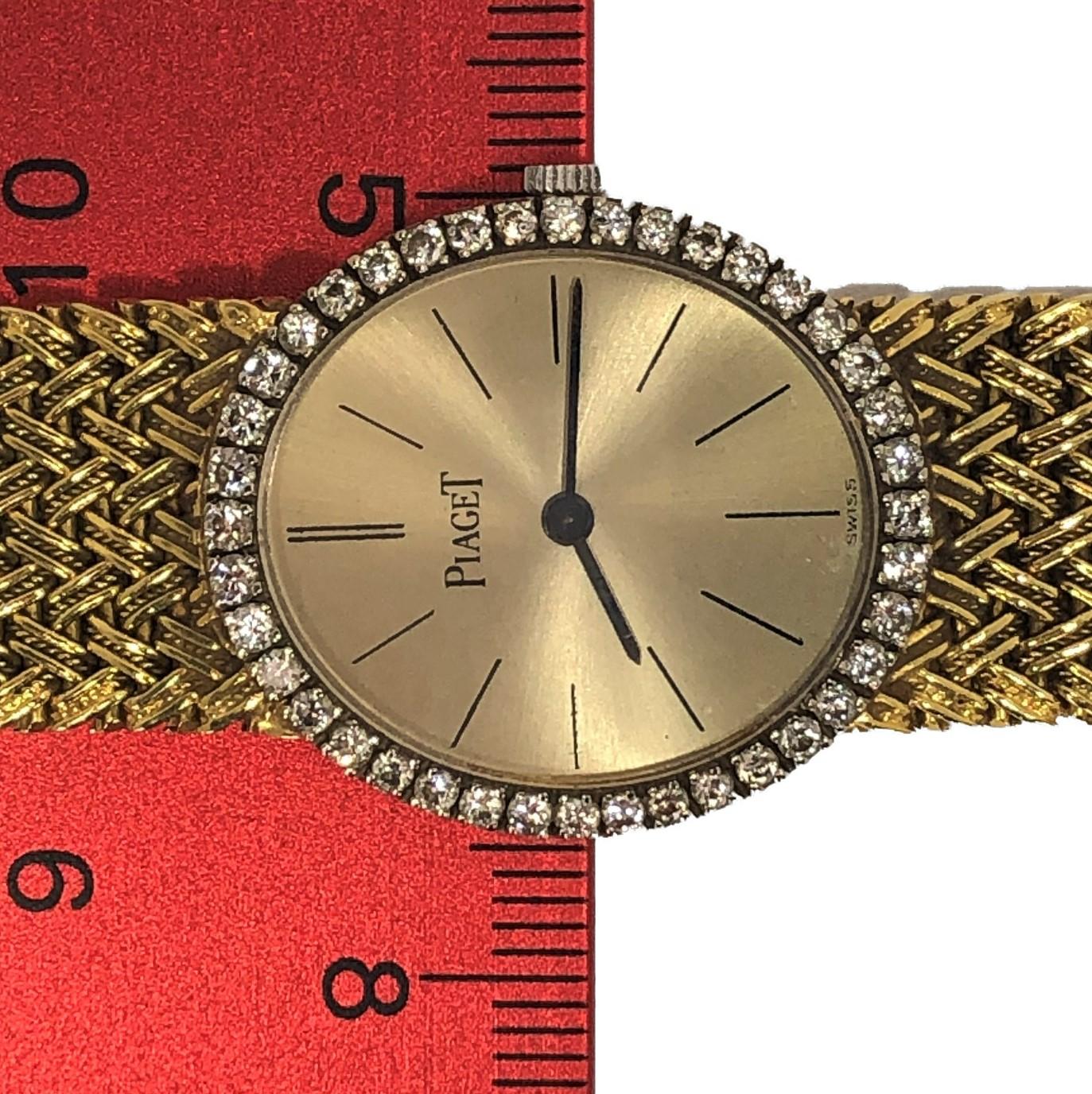 Piaget Ladies Classic Vertical Oval Yellow Gold Watch with Diamond Bezel 2