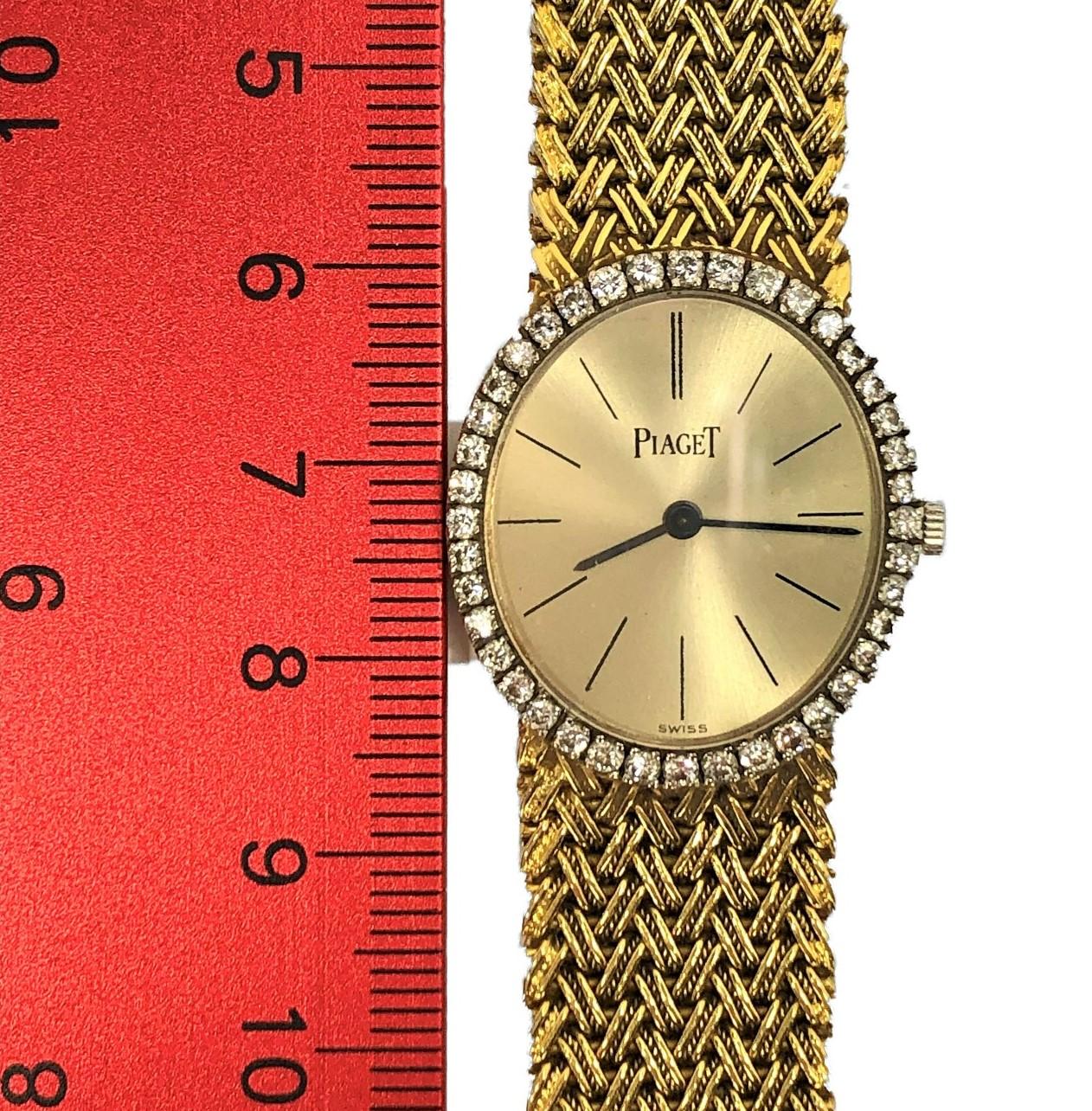 Piaget Ladies Classic Vertical Oval Yellow Gold Watch with Diamond Bezel 1