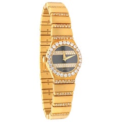 Retro Piaget Ladies Diamond Onyx Gold Watch