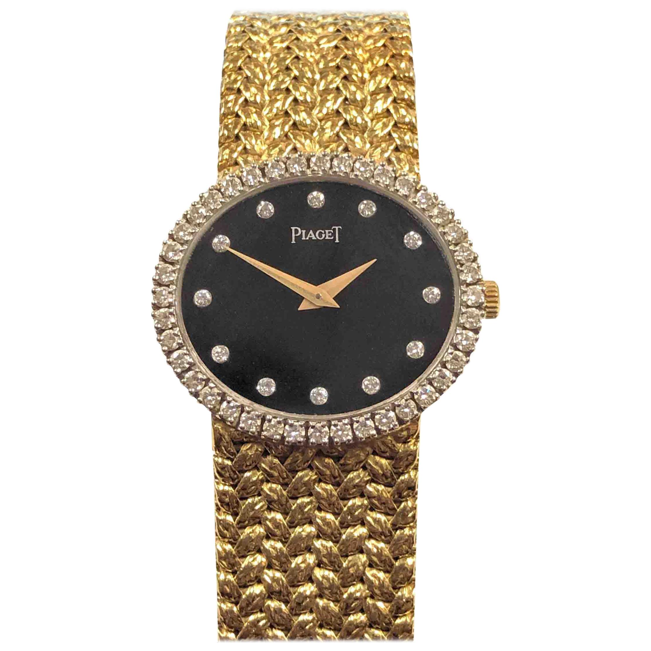 Piaget Ladies Gold Diamond and Stone Dial Quartz Wristwatch