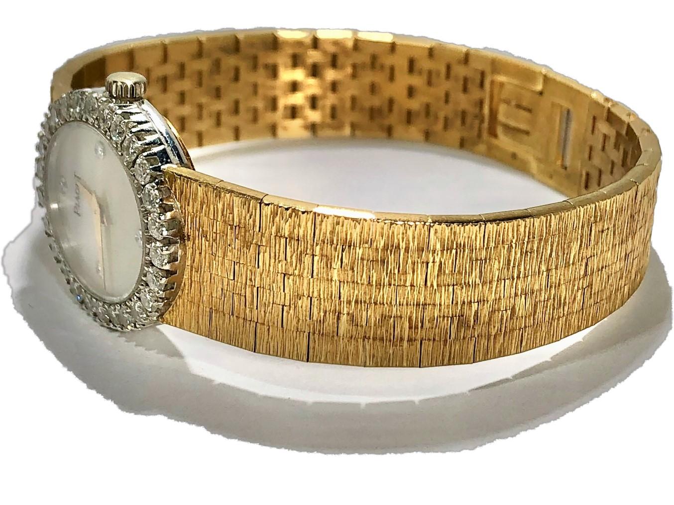 Piaget Ladies Petite Gold Watch with Mother of Pearl Diamond Dial/ Diamond Bezel 2