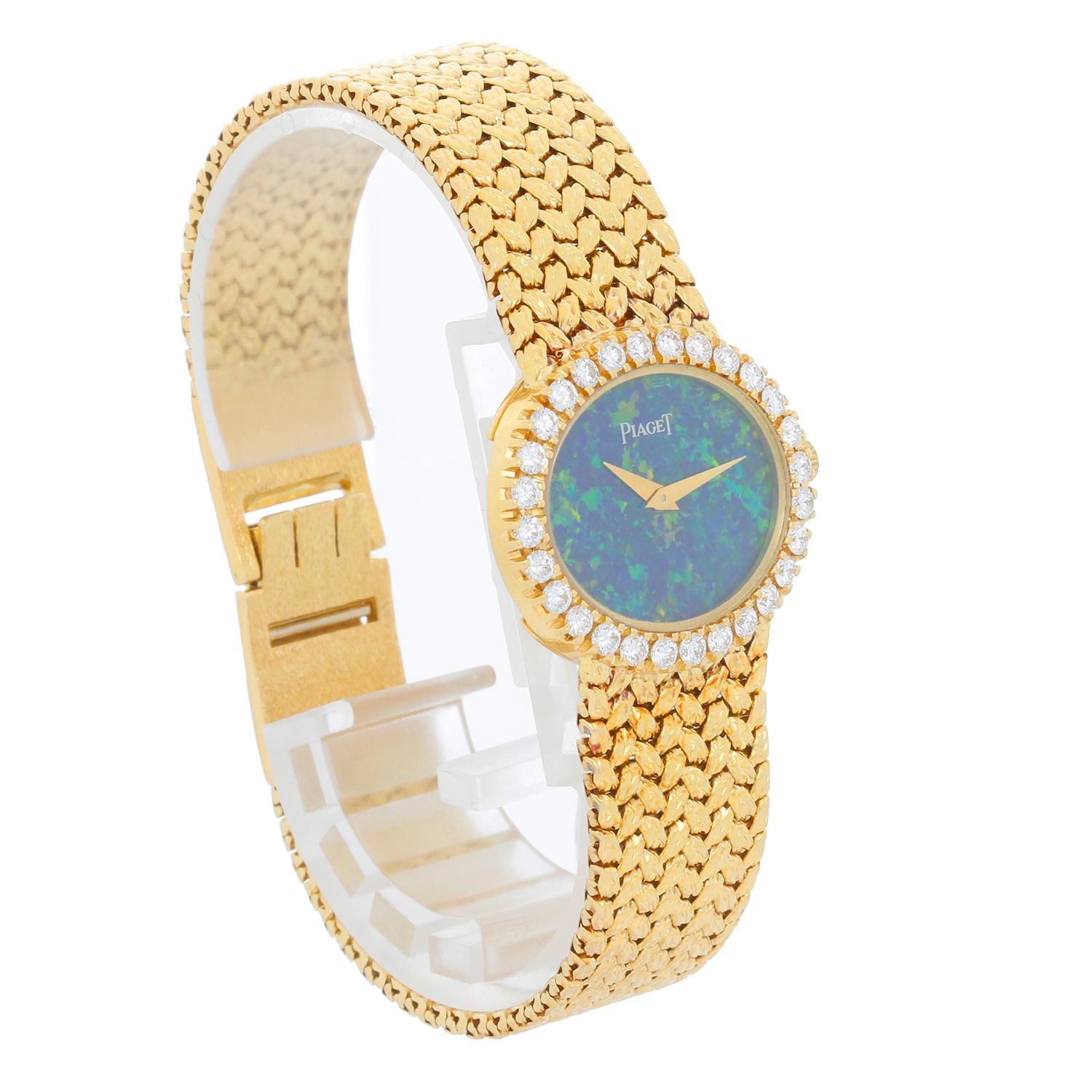 Piaget Ladies Vintage 18k Yellow Gold Opal & Diamond Watch Excellent état à Dallas, TX