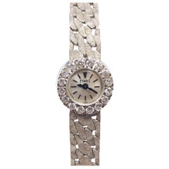 Piaget Montre-bracelet mécanique vintage pour femme en or blanc et diamants
