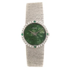 Piaget Ladies White Gold Diamond Jadeite Dial manual wind Wristwatch