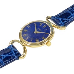 Piaget Ladies Yellow Gold and Lapis Stone Dial Mechanical Wristwatch