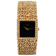 Piaget Ladies Yellow Gold Black Dial Mechanical Wristwatch