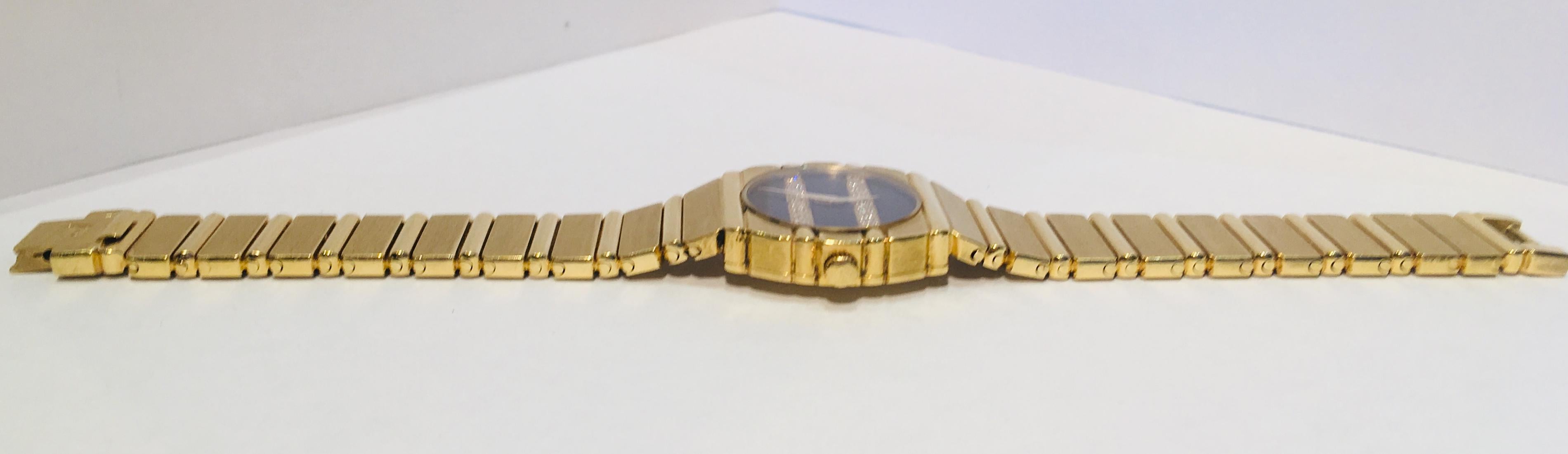 Piaget Ladies Yellow Gold Diamond Black Onyx Polo Wristwatch, circa 1980 In Excellent Condition In Tustin, CA