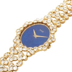 Piaget Ladies Yellow Gold Diamond Lapis Lazuli Dial Mechanical Wristwatch, c1980