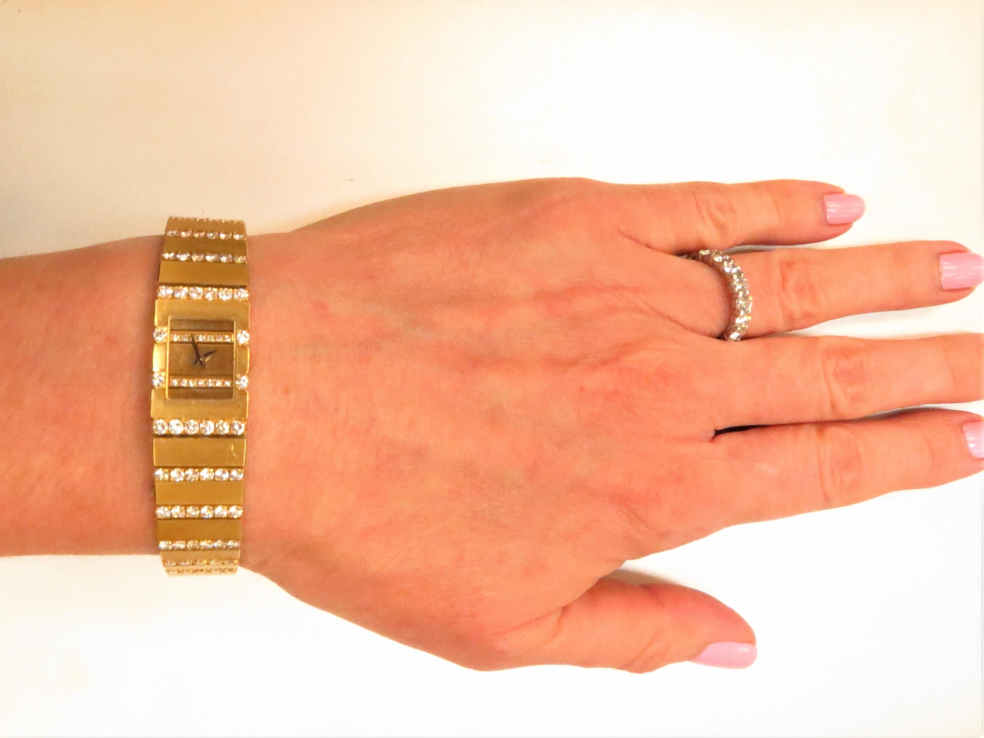 Contemporary Piaget Ladies Yellow Gold Diamond Mini Polo Bracelet quartz Wristwatch For Sale