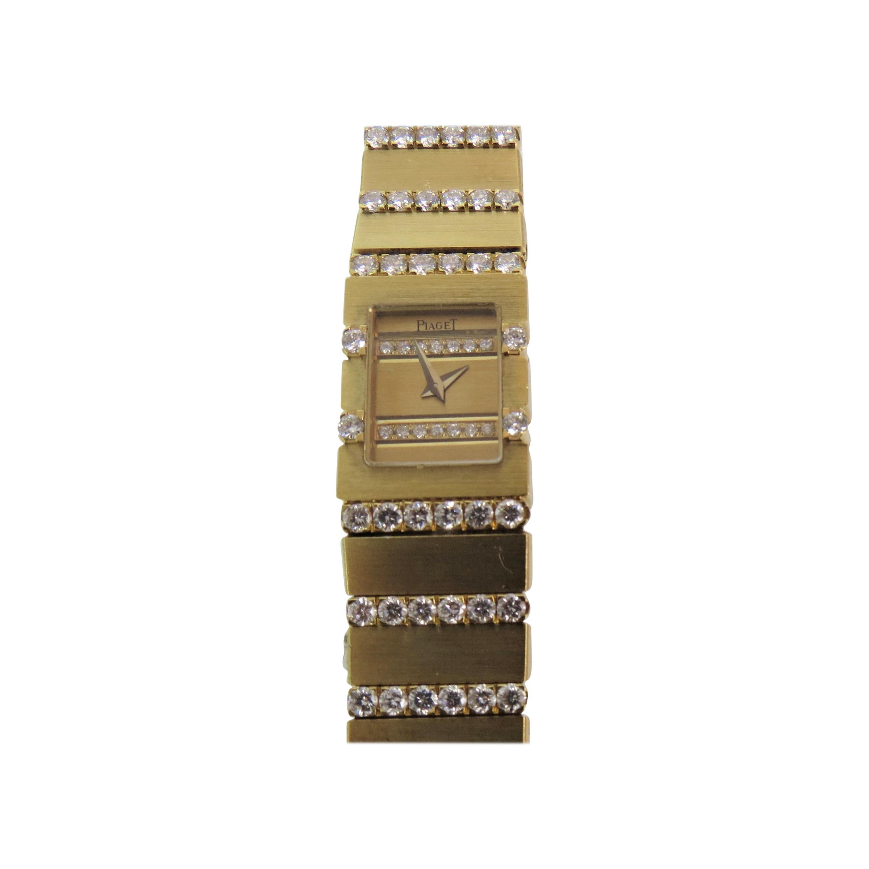 Piaget Ladies Yellow Gold Diamond Mini Polo Bracelet quartz Wristwatch For Sale