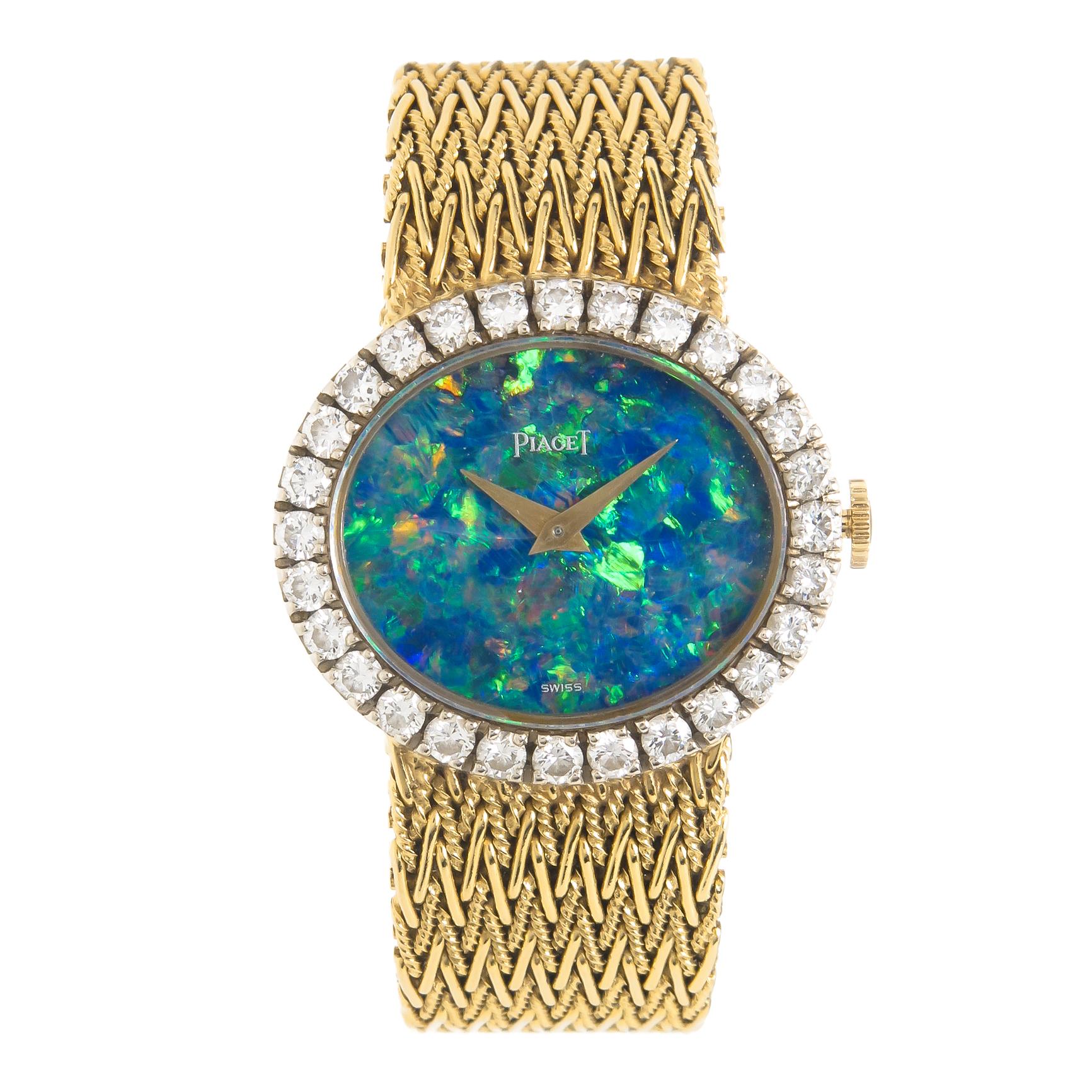Piaget Ladies Yellow Gold Diamond Opal Dial manual wind Wristwatch