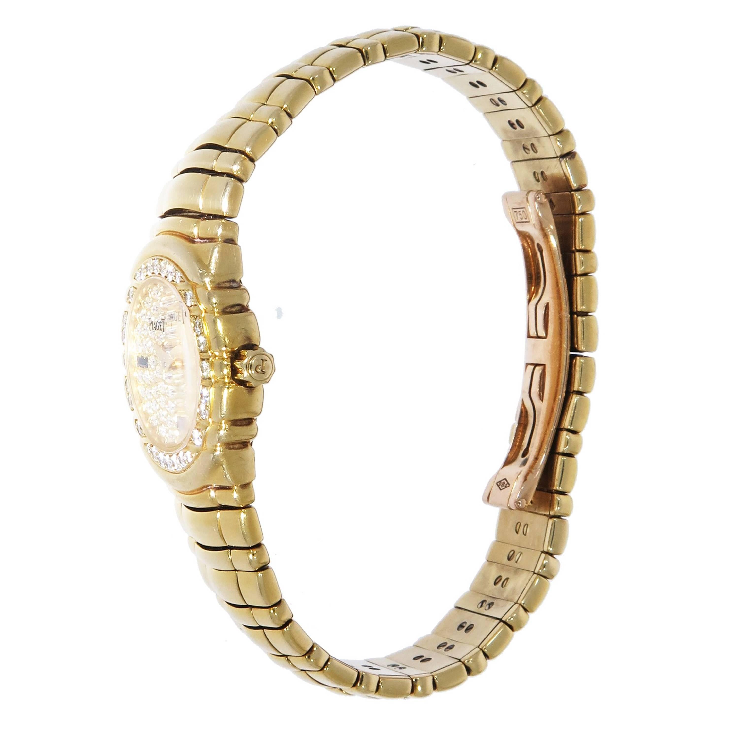 Piaget Ladies Yellow Gold Diamond Tanagra quartz Wristwatch In Excellent Condition In Greenwich, CT