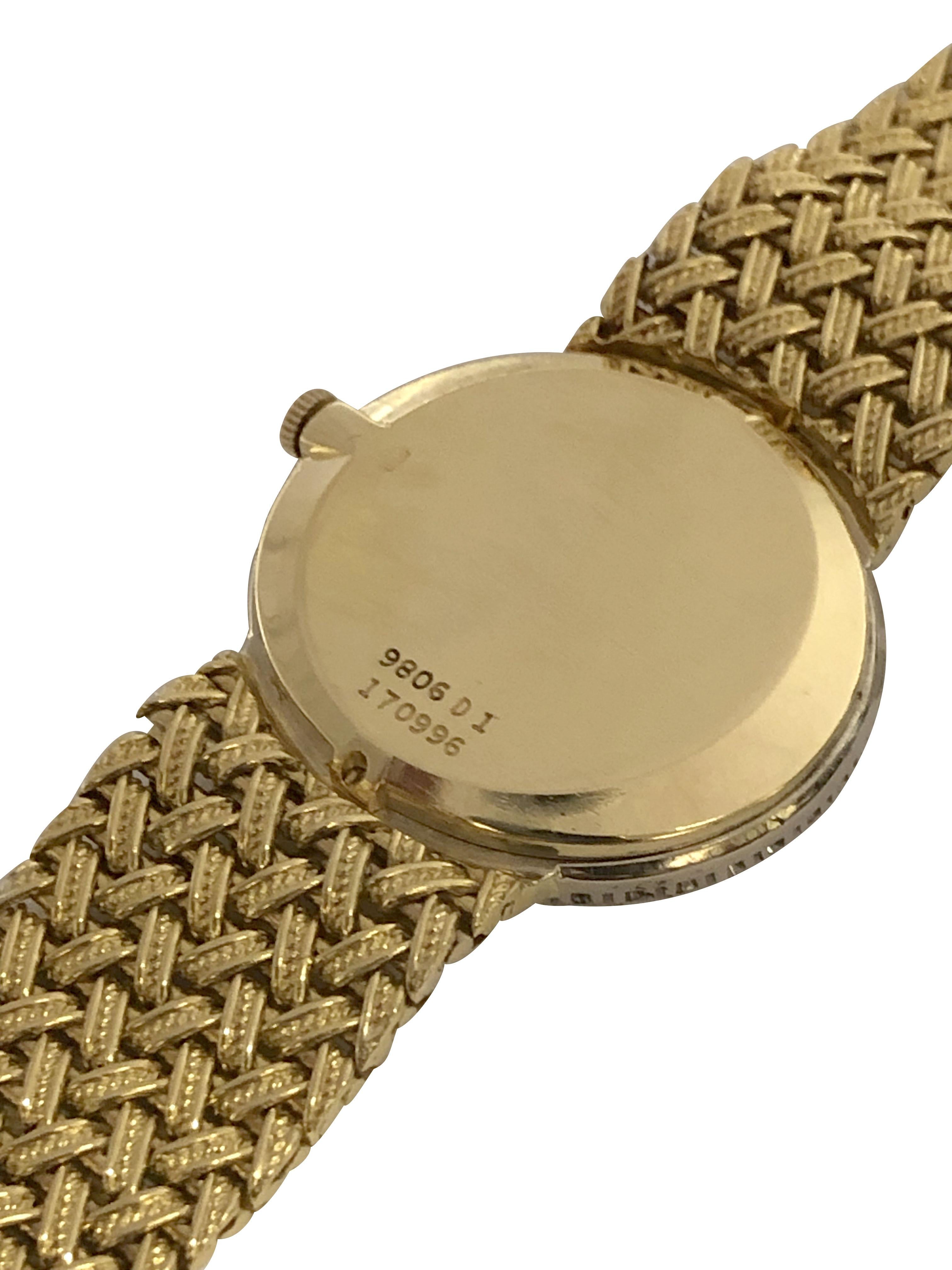 Round Cut Piaget Ladies Yellow Gold Diamonds and Dial Wrist Watch For Sale