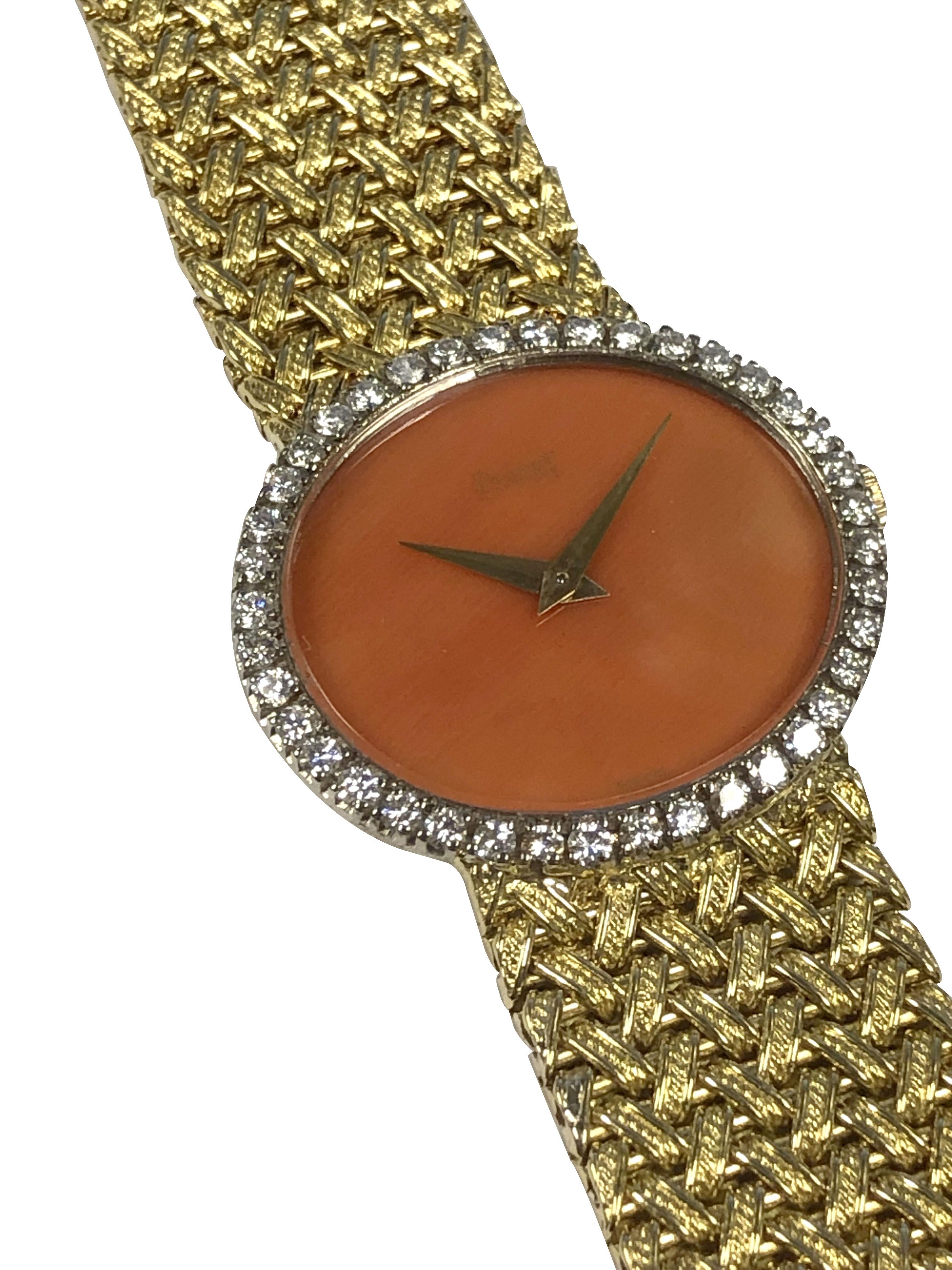 Piaget Ladies Yellow Gold Diamonds and Dial Wrist Watch In Excellent Condition For Sale In Chicago, IL