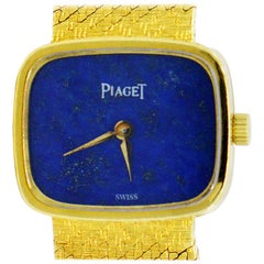 Piaget Ladies Yellow Gold Lapis Cushion Shape vintage mechanical Wristwatch