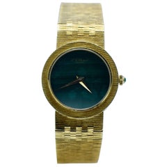 Chopard Ladies Yellow Gold Malachite Dial Used Bracelet Wristwatch