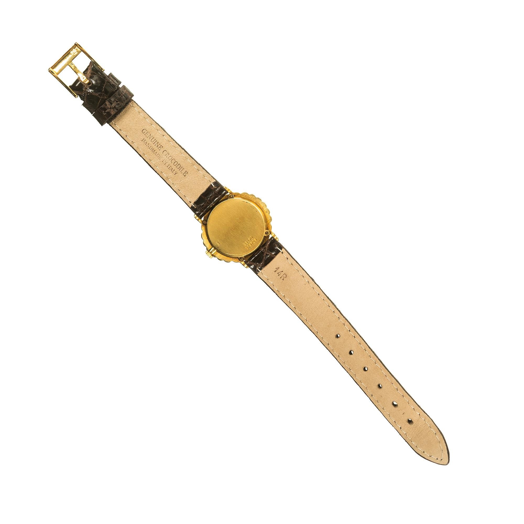 Piaget Ladies Yellow Gold Ribbed Wristwatch For Sale 1