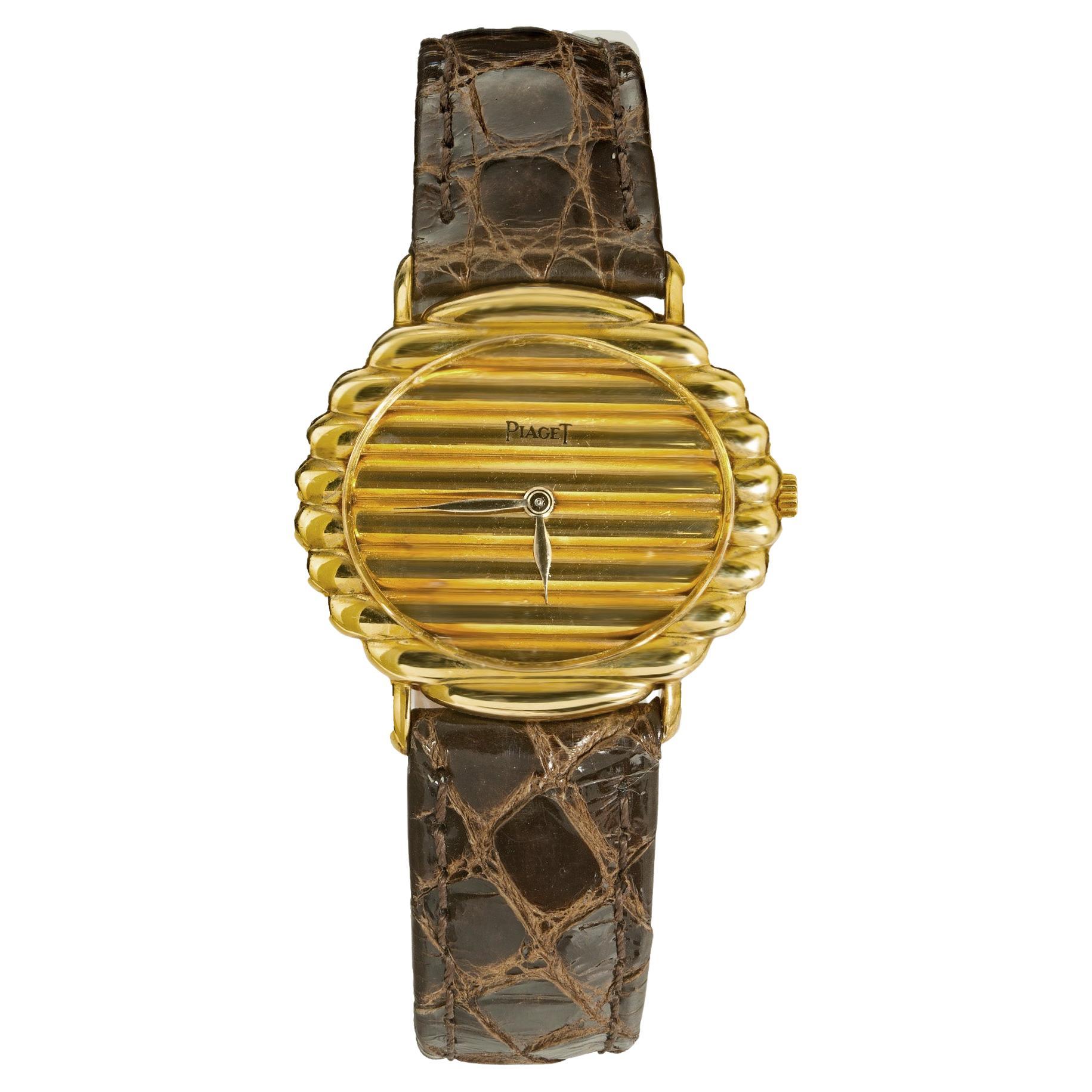 Piaget Ladies Yellow Gold Ribbed Wristwatch