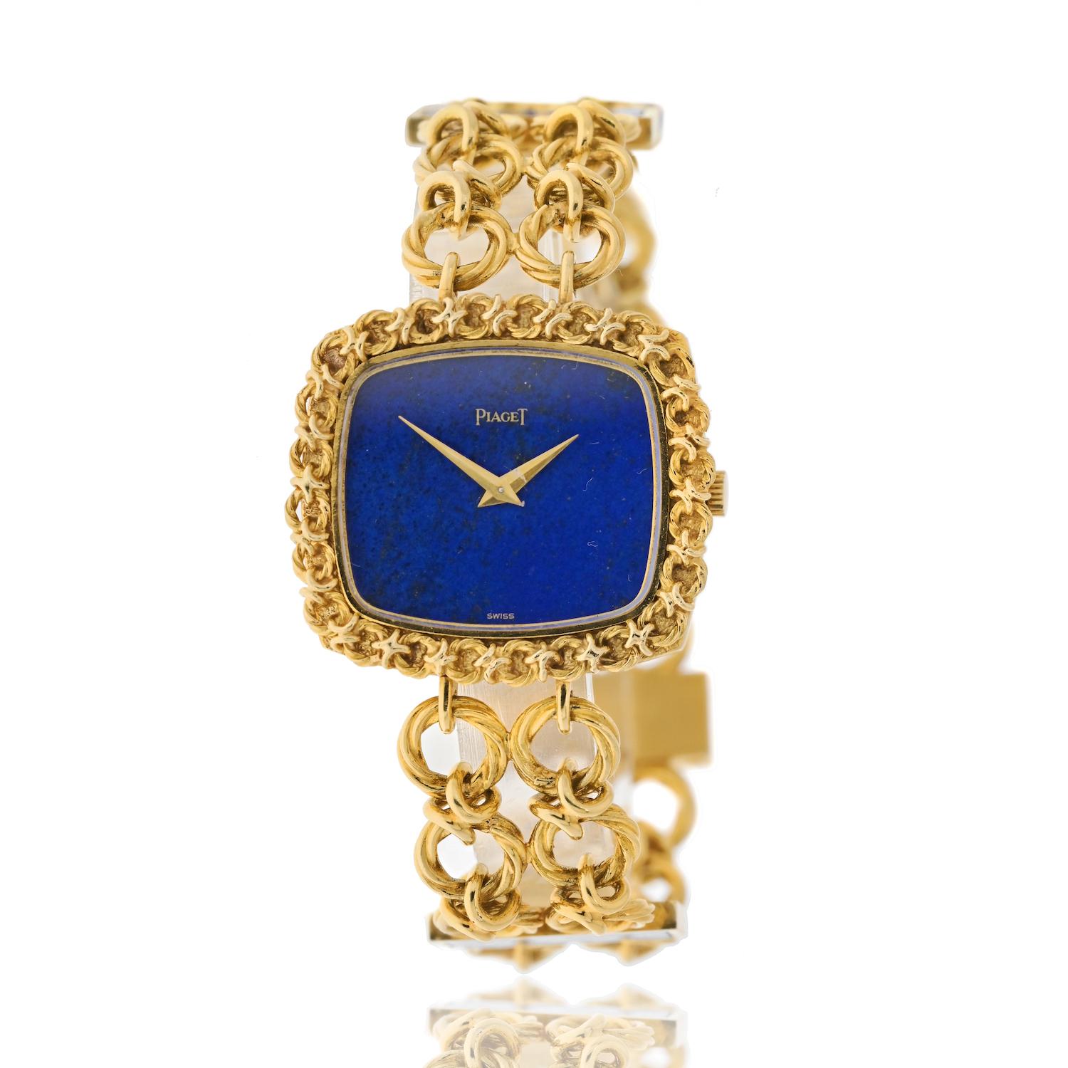 Introducing a true marvel of craftsmanship, the exquisite vintage Piaget timepiece. 

This stunning wristwatch boasts a textured gold rectangular case that exudes a sense of elegance and refinement. 

The focal point of the watch is its captivating