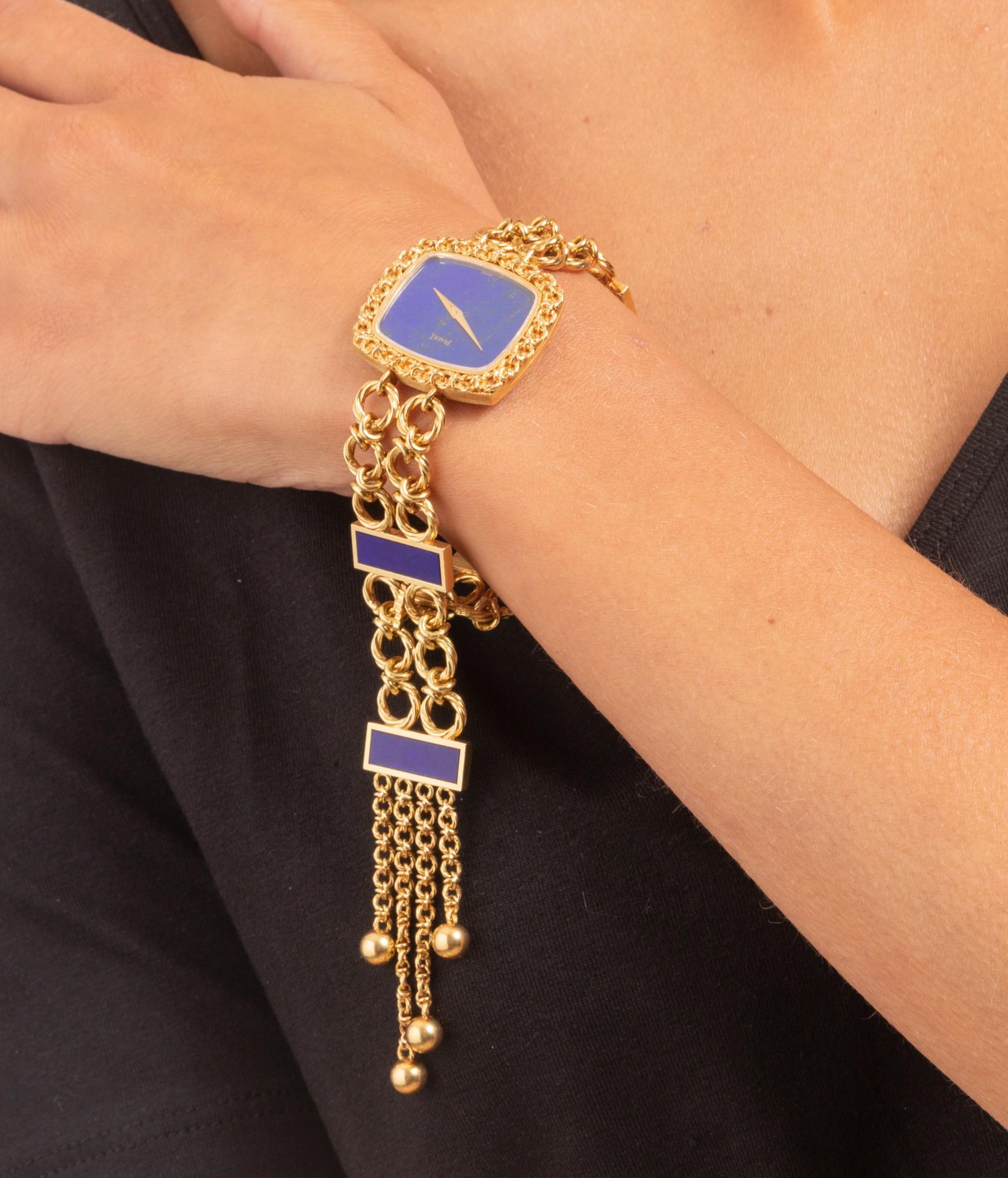 Modern Piaget Lady's Lapis Lazuli And 18K Yellow Gold Bracelet Watch