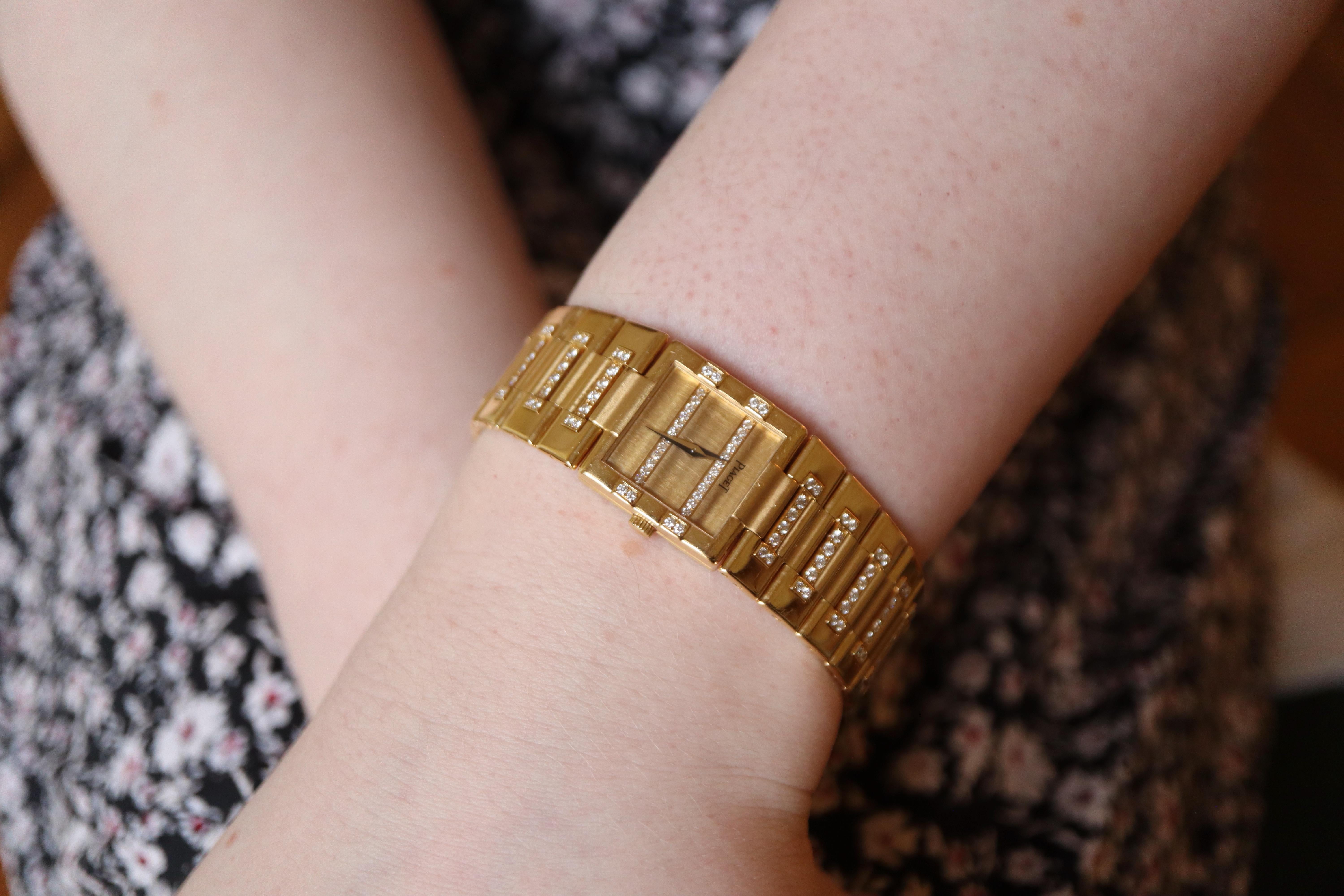 da uomo o donna Orologio da polso da donna Piaget in oro 18 carati con pavé di diamanti in vendita