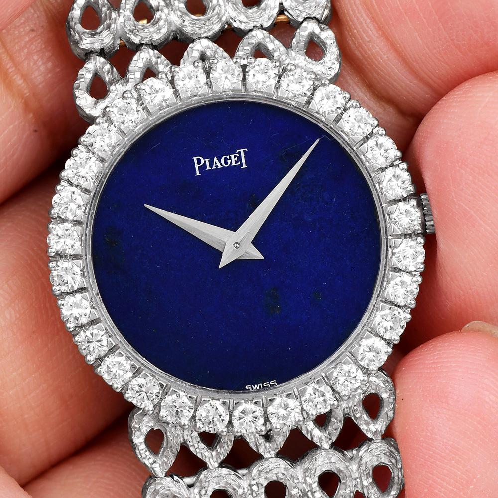 PIAGET Lapis Diamond Lapis Dial 18K Gold Ladies Watch For Sale 6