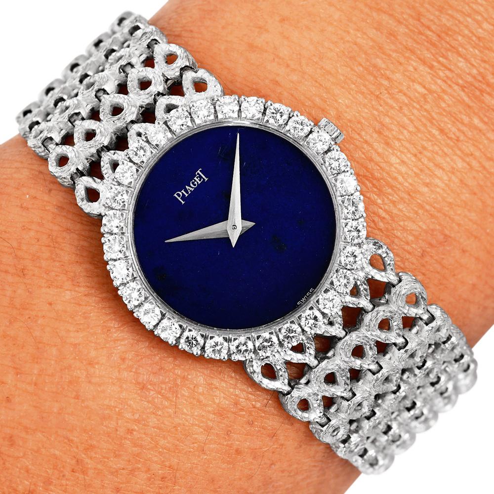 PIAGET Lapis Diamond Lapis Dial 18K Gold Ladies Watch For Sale 3
