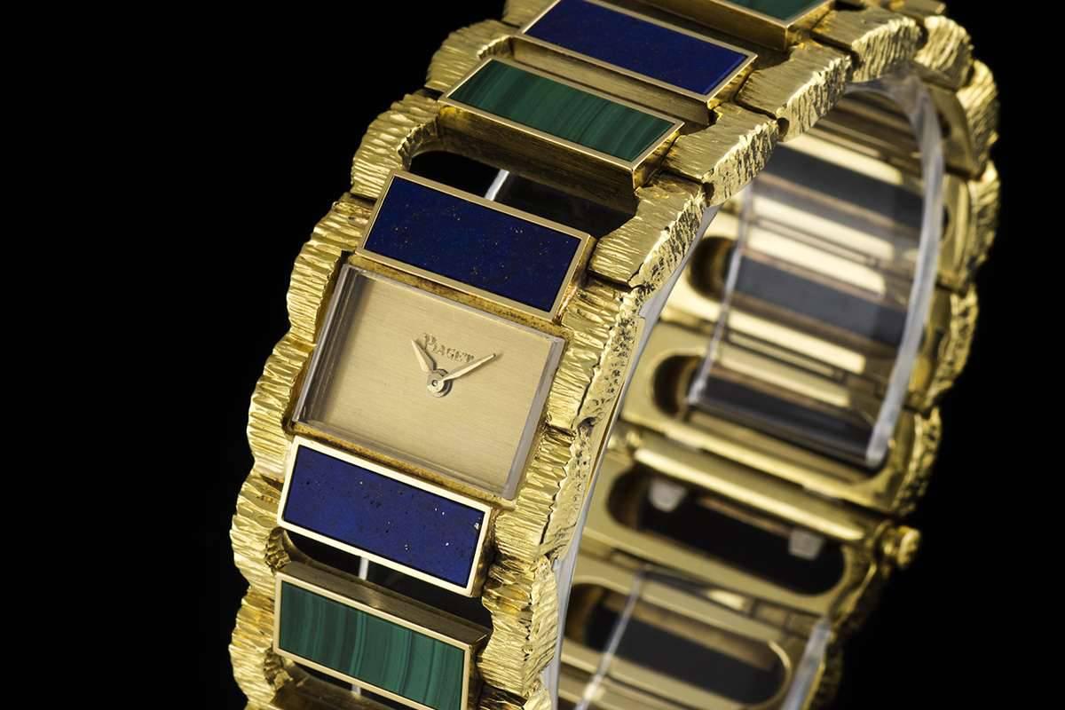 Piaget Lapis Lazuli Malachite Set Manual Wind Wristwatch, 1970s In Excellent Condition In London, GB