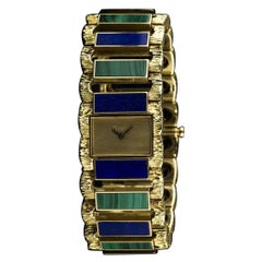 Piaget Lapis Lazuli Malachite Set Manual Wind Wristwatch, 1970s