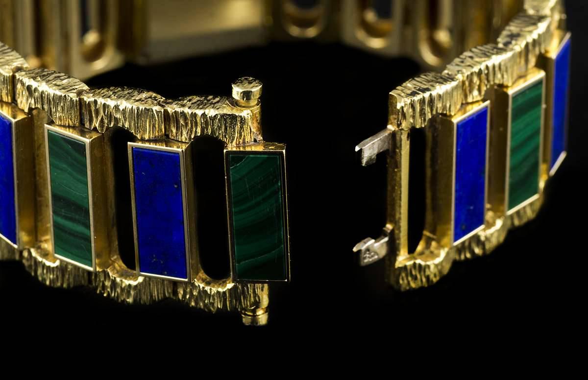 Piaget Lapis Lazuli Malachite Set Manual Wind Wristwatch In Excellent Condition In London, GB