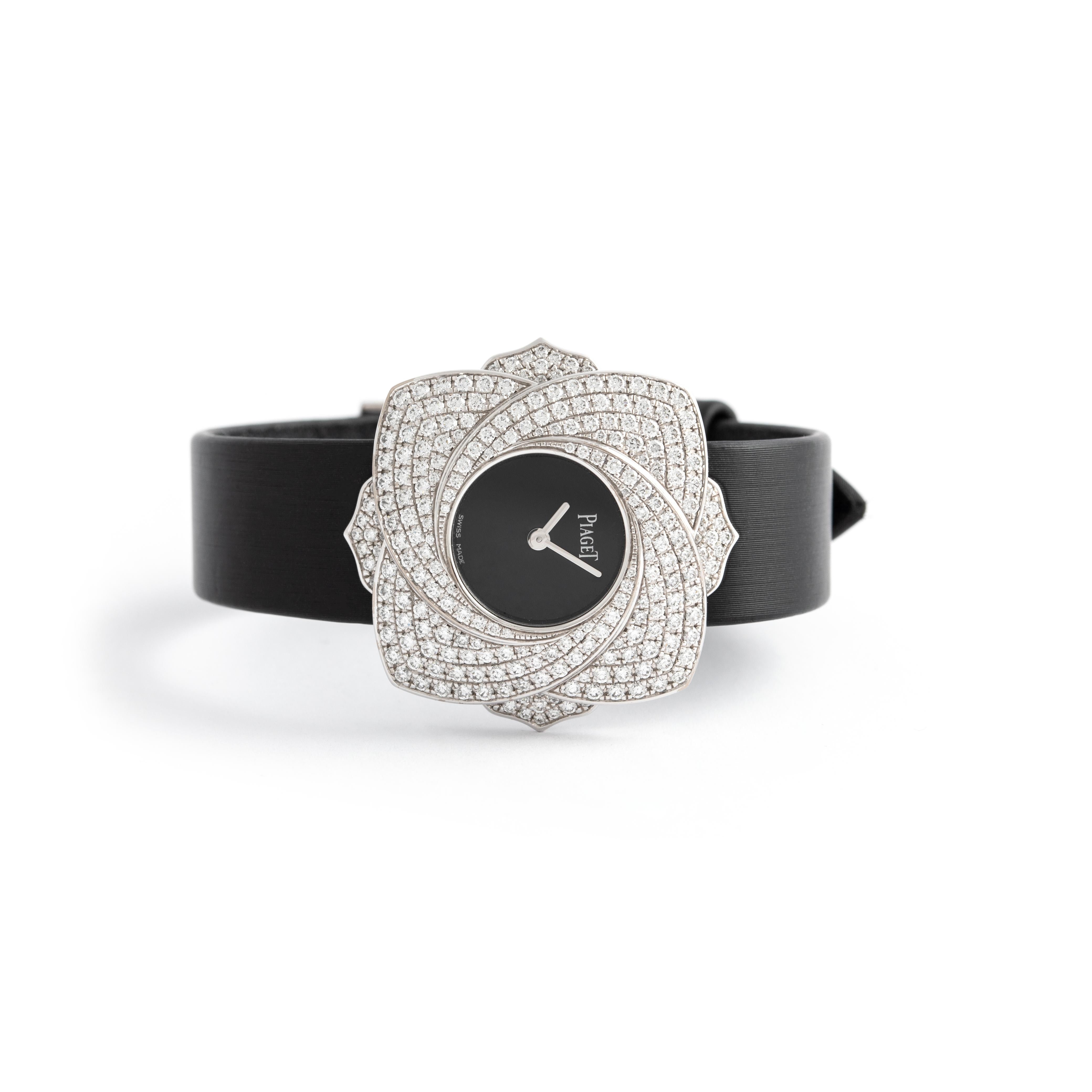 Piaget Montre-bracelet Limelight Blooming en or blanc et diamants roses en vente 3