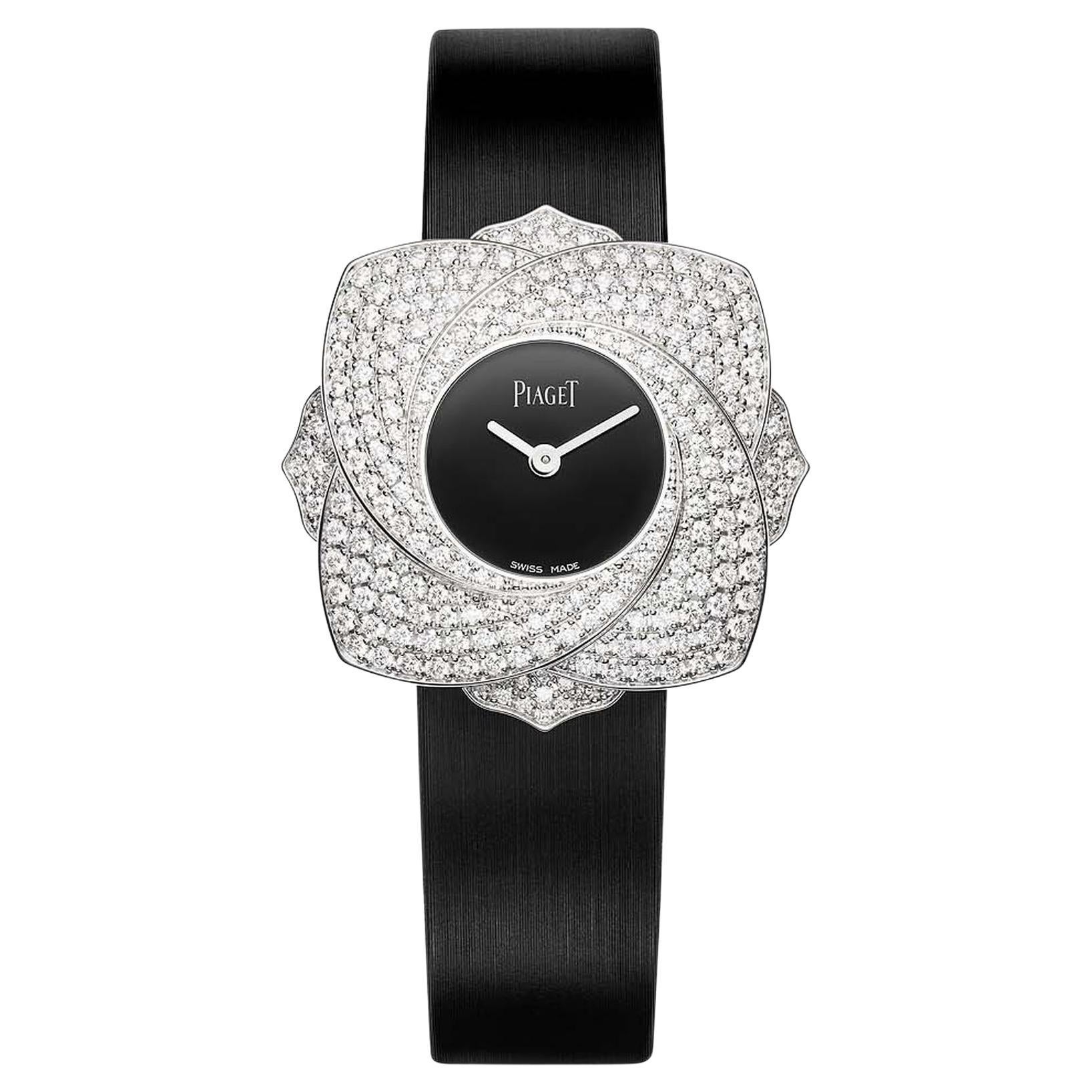 Piaget Limelight Blooming Rose Diamond White Gold Wristwatch For Sale